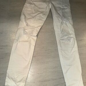 American Eagle Outfitters White Distressed Skinny Pants